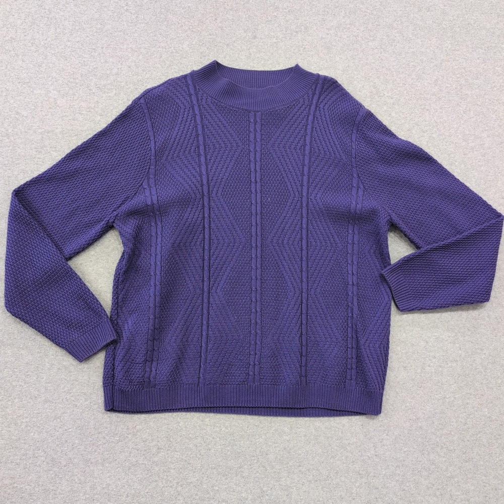 Alfred Dunner Women's Purple Mock Neck‎ Cable Knit Sweater Size L